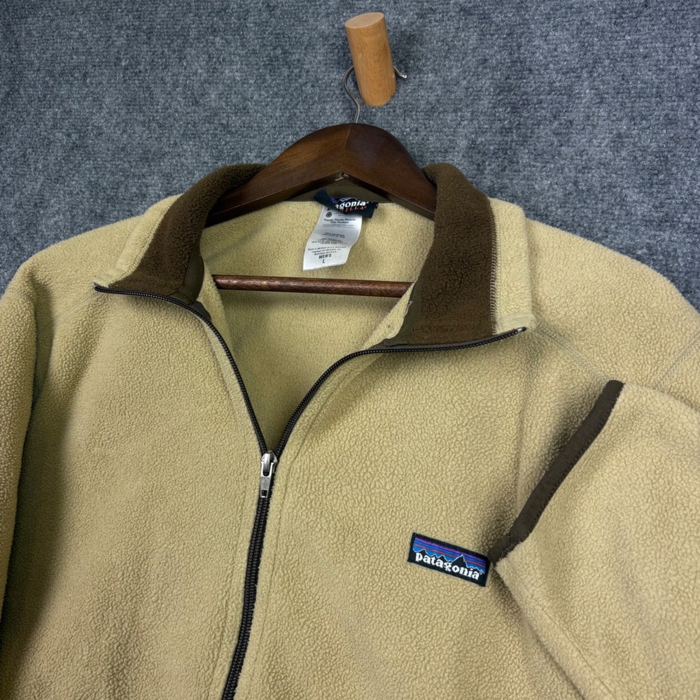 Patagonia Synchilla Fleece Pullover Mens L Tan Brown 1/4 Zip Jacket 0623